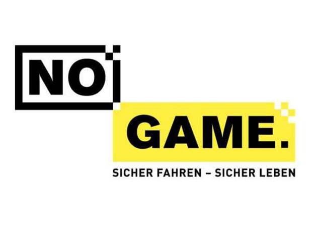 kampagne no game schriftzug schwarz auf weiß und gelb auf schwarz