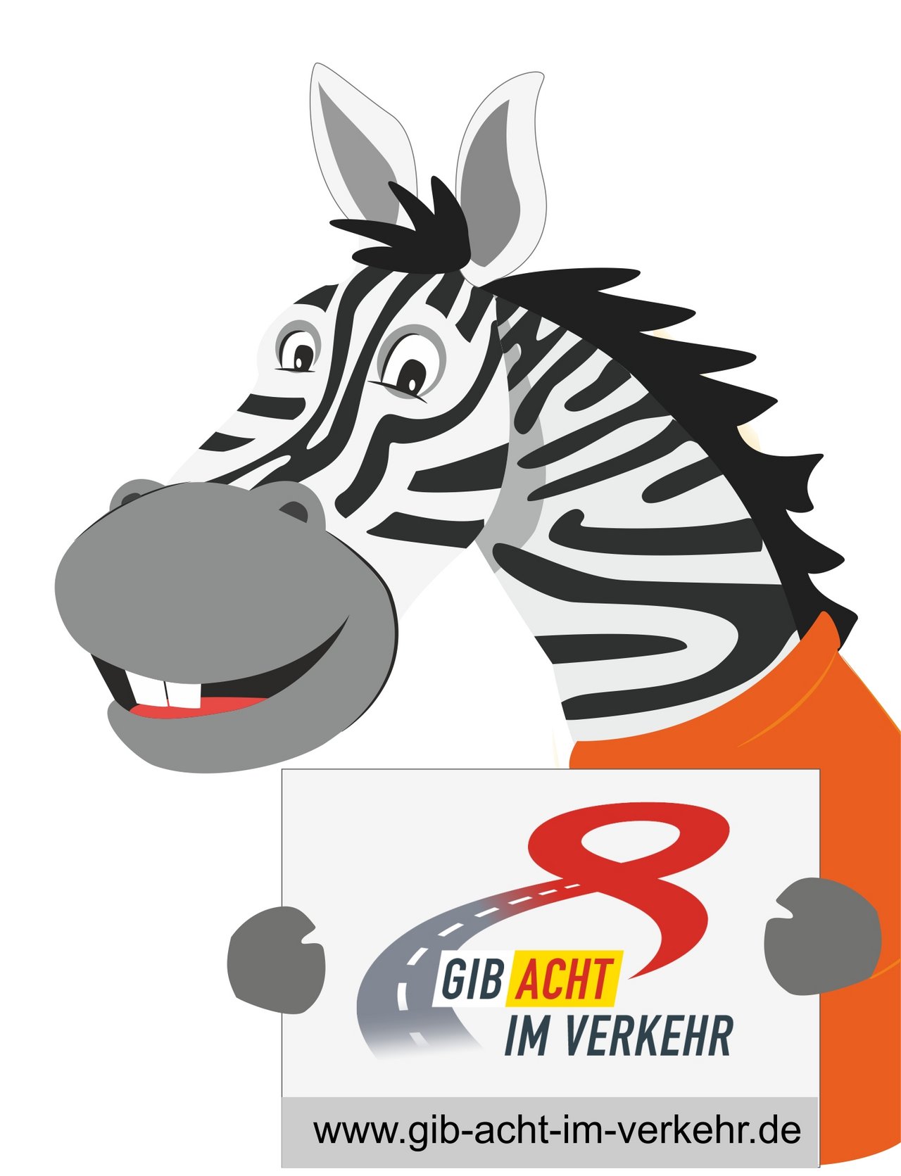 zebra mit schild gib-acht-im-verkehr